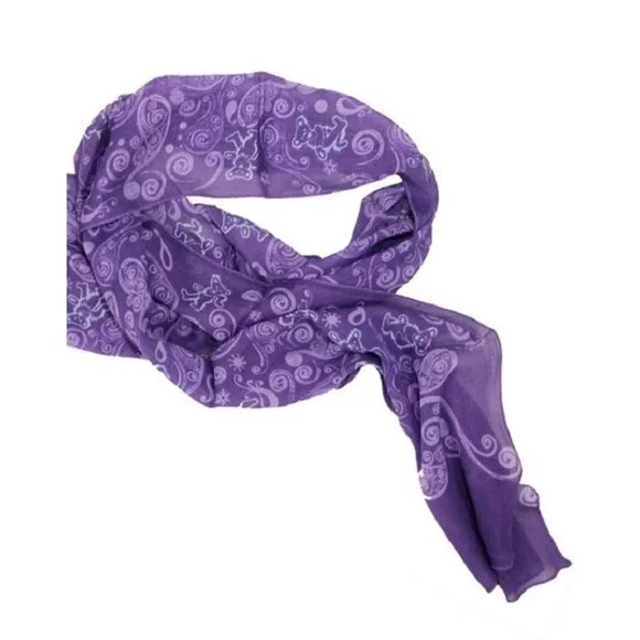 New Purple Bear Paisley Scarf Grateful Dead Neck Wrap Lavender Bears Mask NWT - Picture 3 of 3